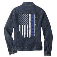 Police Sergeant Thin Blue Line American Flag Usa Ladies Denim Jacket | Artistshot