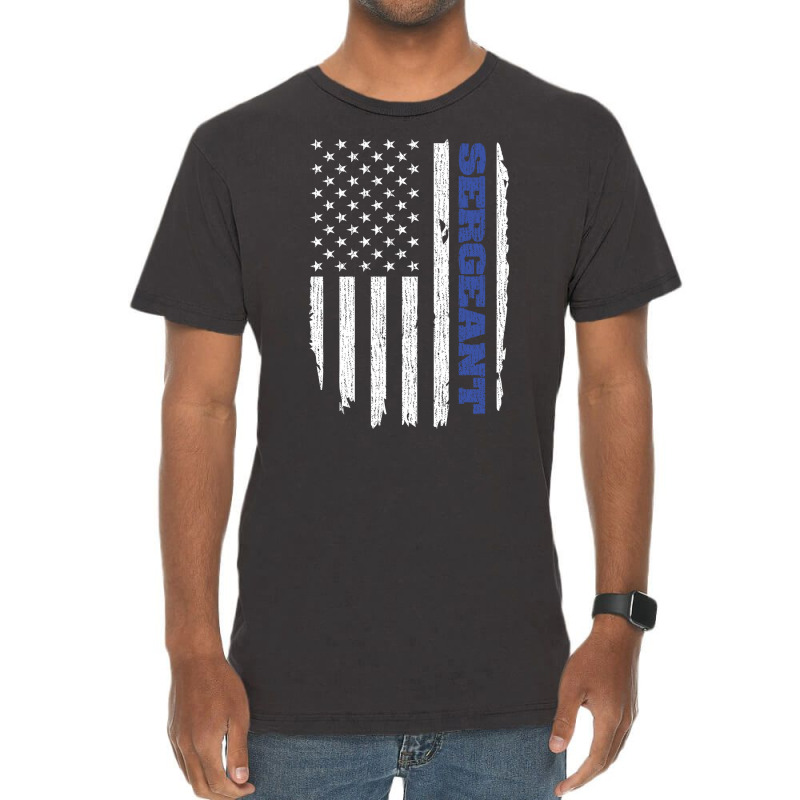 Police Sergeant Thin Blue Line American Flag Usa Vintage T-Shirt by tiffany.co | Artistshot