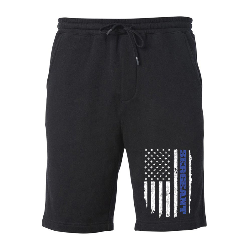 Police Sergeant Thin Blue Line American Flag Usa Fleece Short by tiffany.co | Artistshot