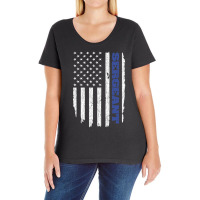 Police Sergeant Thin Blue Line American Flag Usa Ladies Curvy T-shirt | Artistshot