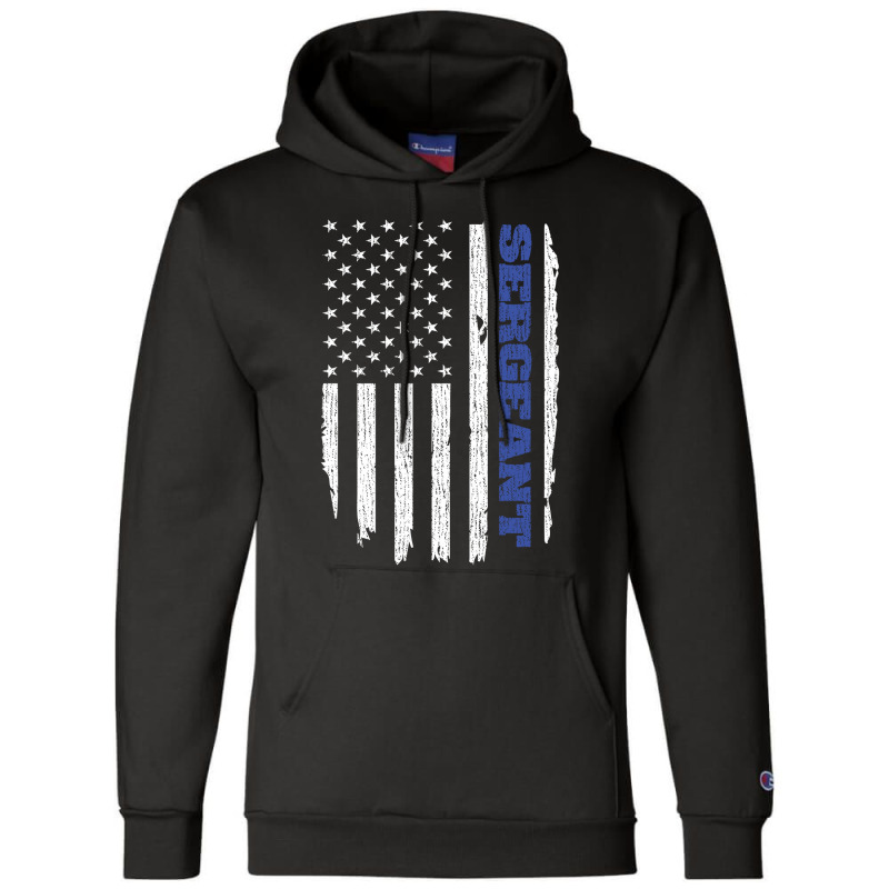 Police Sergeant Thin Blue Line American Flag Usa Champion Hoodie by tiffany.co | Artistshot