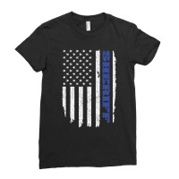 Police Sheriff Thin Blue Line American Flag Usa Ladies Fitted T-shirt | Artistshot