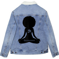 Womens Unstressed Afro Goddess Curly Hair Self Care Om Yoga T Shirt Unisex Sherpa-lined Denim Jacket | Artistshot