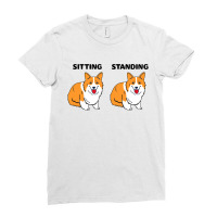 Corgi Sitting And Standing Ladies Fitted T-shirt | Artistshot