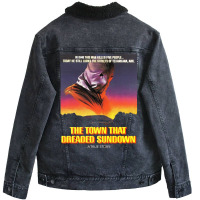 The Town That Dreaded Sundown   Alt Movie Poster Art【﻿Ｈｏｒｒ Unisex Sherpa-lined Denim Jacket | Artistshot