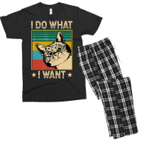 Vintage Cat I Do What I Want Cat Cat Lover Men's T-shirt Pajama Set | Artistshot