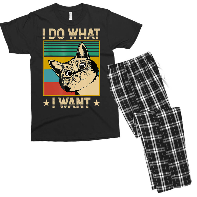 Vintage Cat I Do What I Want Cat Cat Lover Men's T-shirt Pajama Set by namnguyen | Artistshot