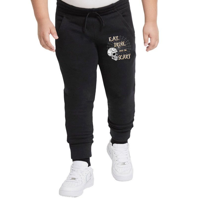 Eat Drink And Be Scary Skull And Cobweb Halloween Youth Jogger by tiffany.co | Artistshot