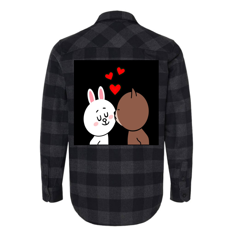 Brown Bear Cony Bunny Rabbit The Kiss Flannel Shirt | Artistshot