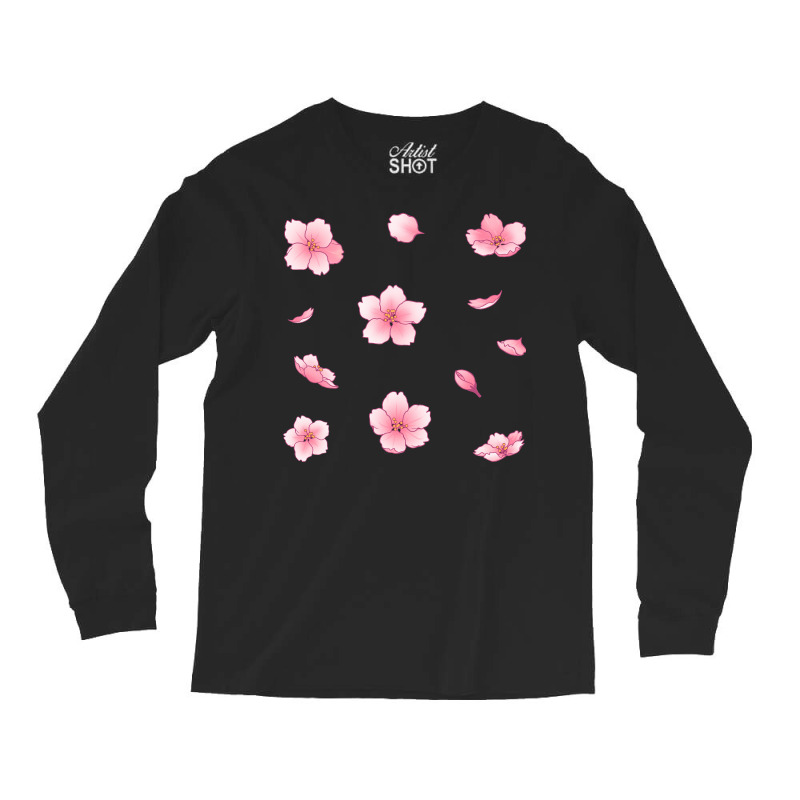 Falling Sakura Cherry Blossom Art Long Sleeve Shirts | Artistshot