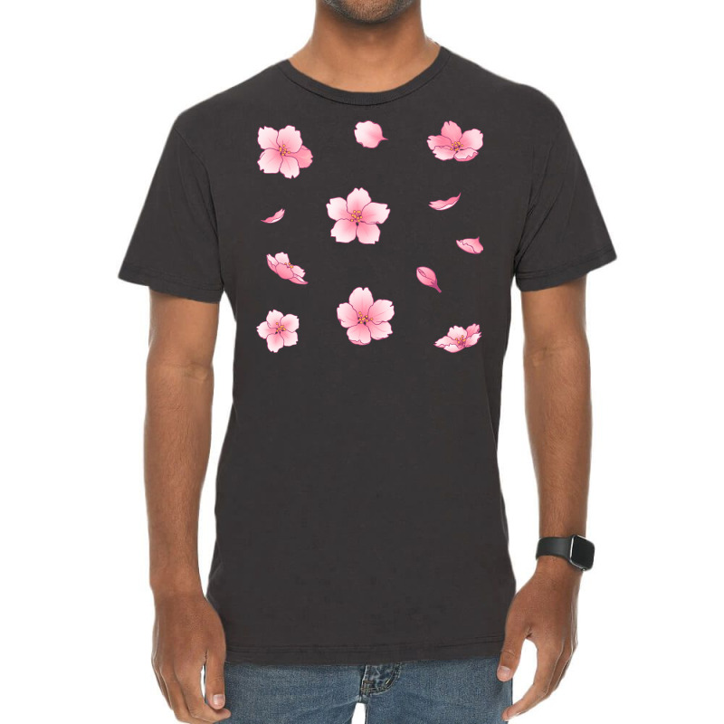 Falling Sakura Cherry Blossom Art Vintage T-shirt | Artistshot