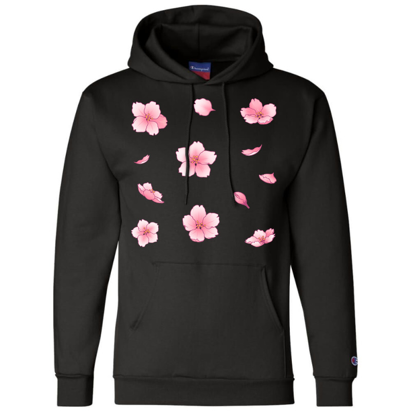 Falling Sakura Cherry Blossom Art Champion Hoodie | Artistshot