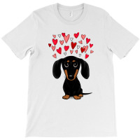 Black And Tan Dachshund With Valentine Hearts T-shirt | Artistshot