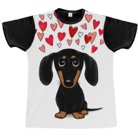 Black And Tan Dachshund With Valentine Hearts Graphic T-shirt | Artistshot