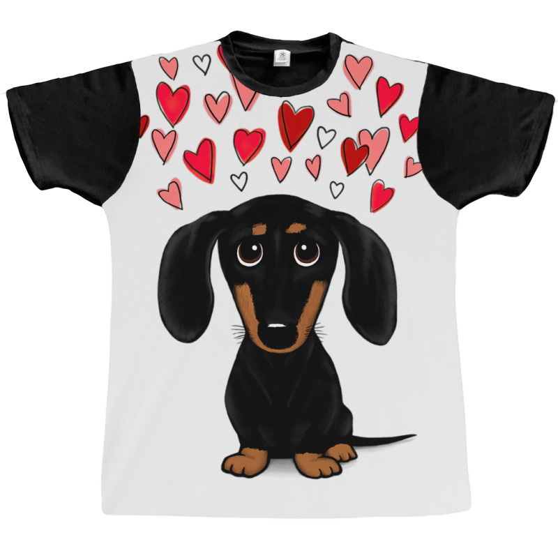 Black And Tan Dachshund With Valentine Hearts Graphic T-shirt | Artistshot