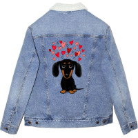 Black And Tan Dachshund With Valentine Hearts Unisex Sherpa-lined Denim Jacket | Artistshot