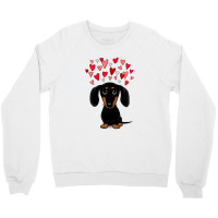 Black And Tan Dachshund With Valentine Hearts Crewneck Sweatshirt | Artistshot