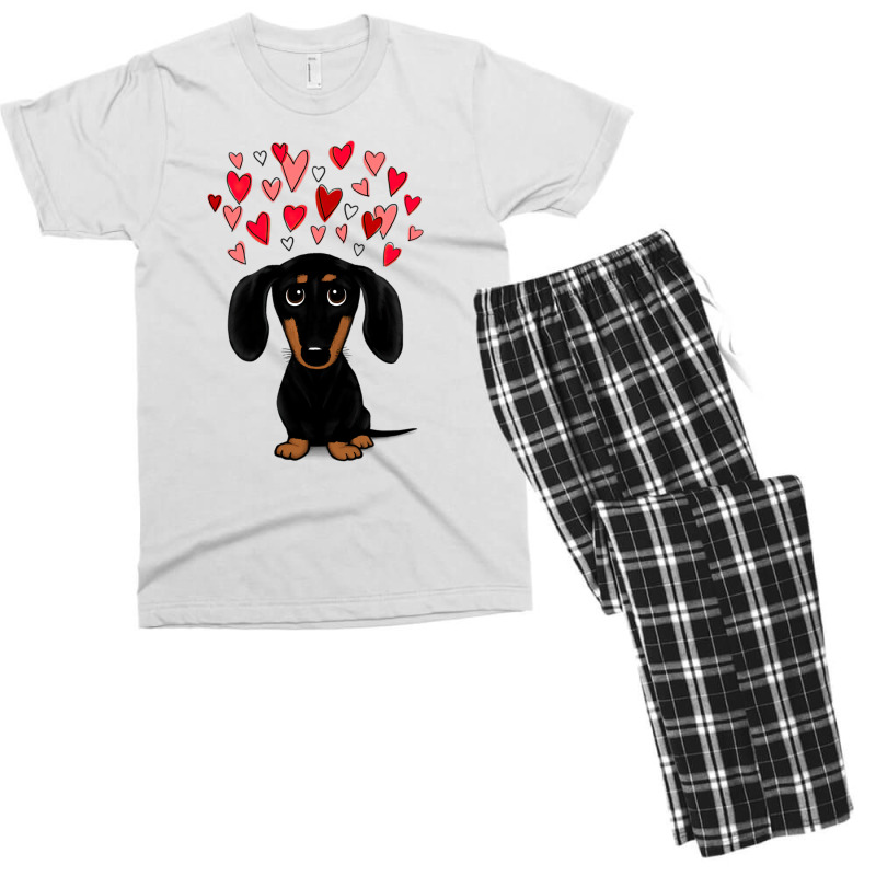 Black And Tan Dachshund With Valentine Hearts Men's T-shirt Pajama Set | Artistshot