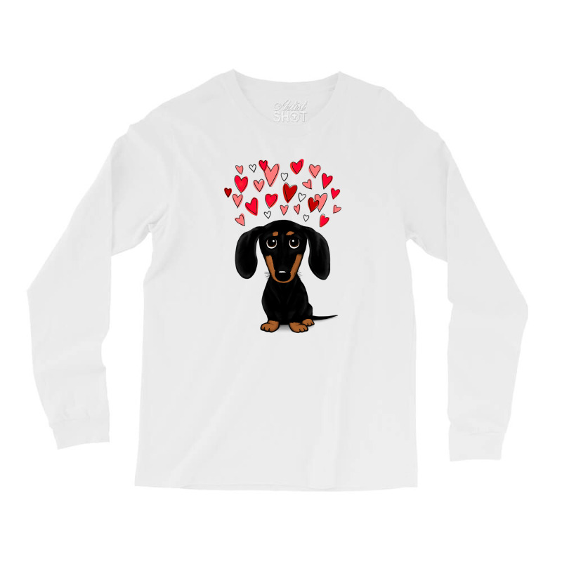 Black And Tan Dachshund With Valentine Hearts Long Sleeve Shirts | Artistshot