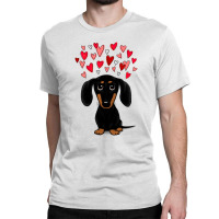 Black And Tan Dachshund With Valentine Hearts Classic T-shirt | Artistshot