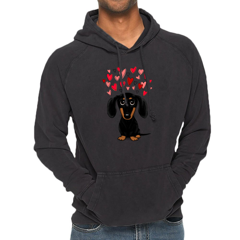 Black And Tan Dachshund With Valentine Hearts Vintage Hoodie | Artistshot