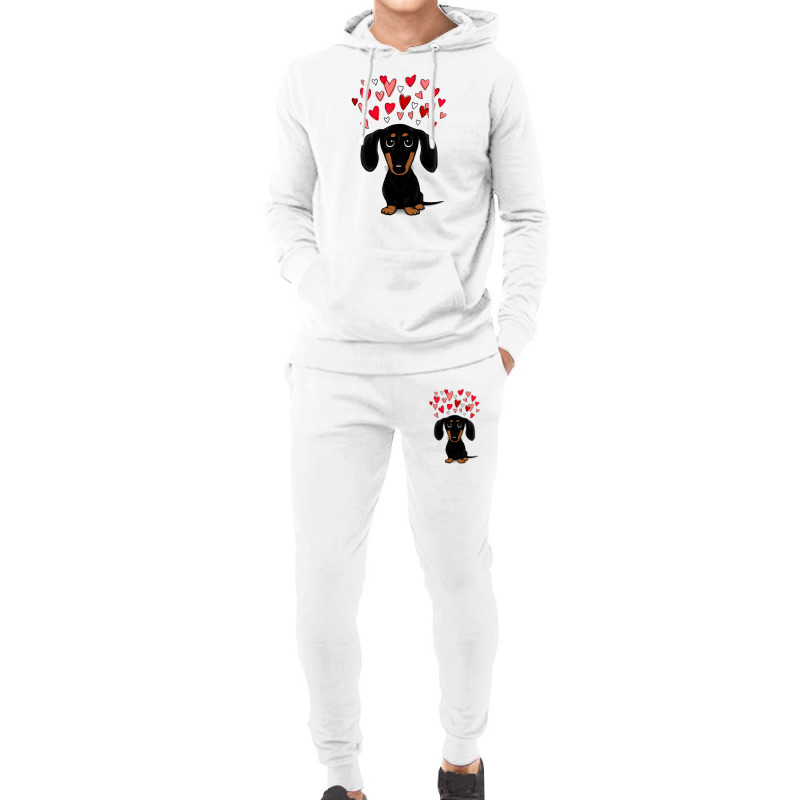 Black And Tan Dachshund With Valentine Hearts Hoodie & Jogger Set | Artistshot