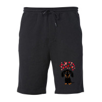 Black And Tan Dachshund With Valentine Hearts Fleece Short | Artistshot