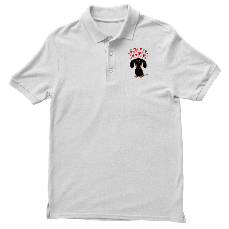 Black And Tan Dachshund With Valentine Hearts Men's Polo Shirt | Artistshot