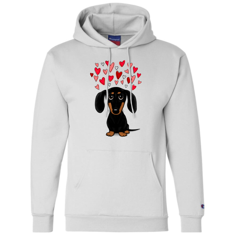 Black And Tan Dachshund With Valentine Hearts Champion Hoodie | Artistshot