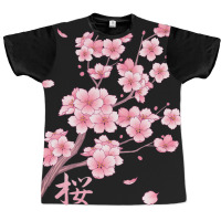 Falling Sakura Cherry Blossom Graphic T-shirt | Artistshot