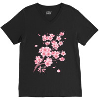 Falling Sakura Cherry Blossom V-neck Tee | Artistshot