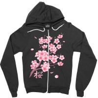 Falling Sakura Cherry Blossom Zipper Hoodie | Artistshot