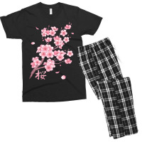 Falling Sakura Cherry Blossom Men's T-shirt Pajama Set | Artistshot