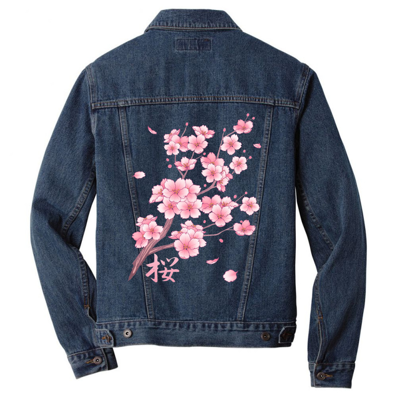 Falling Sakura Cherry Blossom Men Denim Jacket | Artistshot