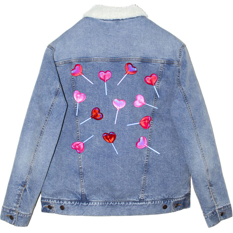 Lollipop Hearts Unisex Sherpa-lined Denim Jacket | Artistshot