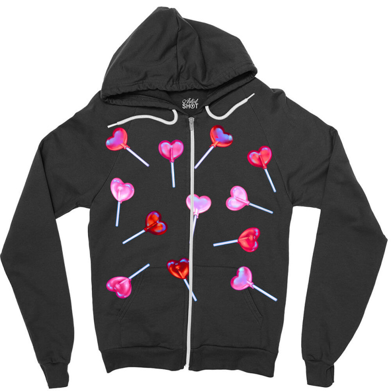 Lollipop Hearts Zipper Hoodie | Artistshot