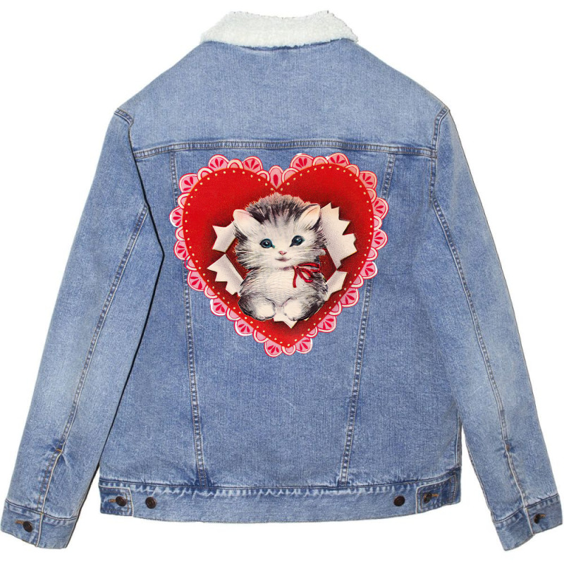 Kitten Coquette Red Valentine Unisex Sherpa-lined Denim Jacket | Artistshot