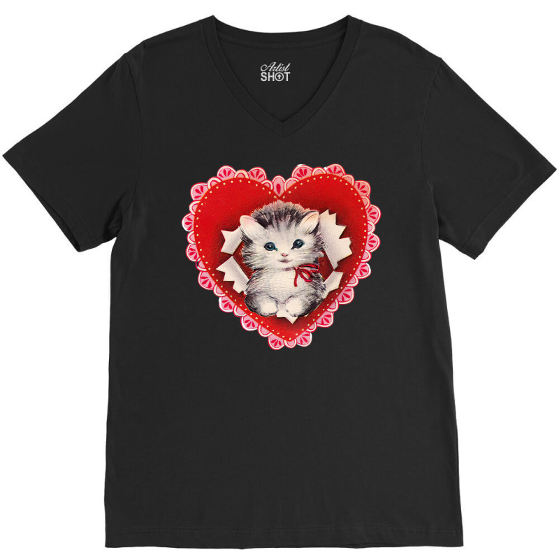 Kitten Coquette Red Valentine V-neck Tee | Artistshot