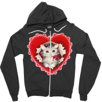 Kitten Coquette Red Valentine Zipper Hoodie | Artistshot