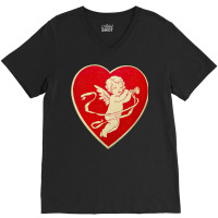 Red Heart Valentine Coquette Cherub Angel V-neck Tee | Artistshot