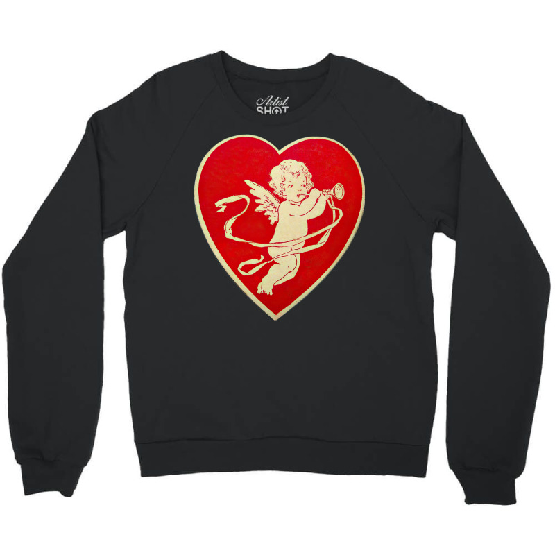 Red Heart Valentine Coquette Cherub Angel Crewneck Sweatshirt | Artistshot