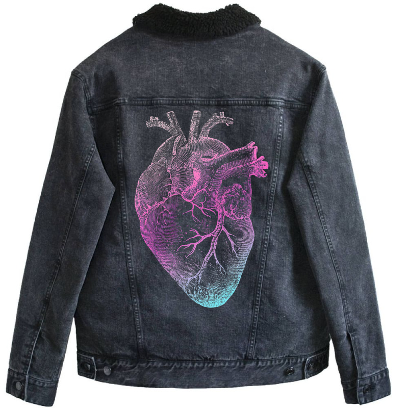 Pinky Heart   Vintage Heart Anatomy Unisex Sherpa-lined Denim Jacket | Artistshot