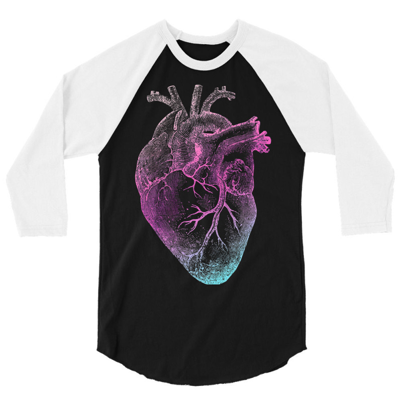 Pinky Heart   Vintage Heart Anatomy 3/4 Sleeve Shirt | Artistshot