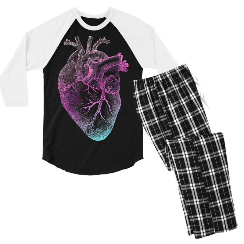 Pinky Heart   Vintage Heart Anatomy Men's 3/4 Sleeve Pajama Set | Artistshot