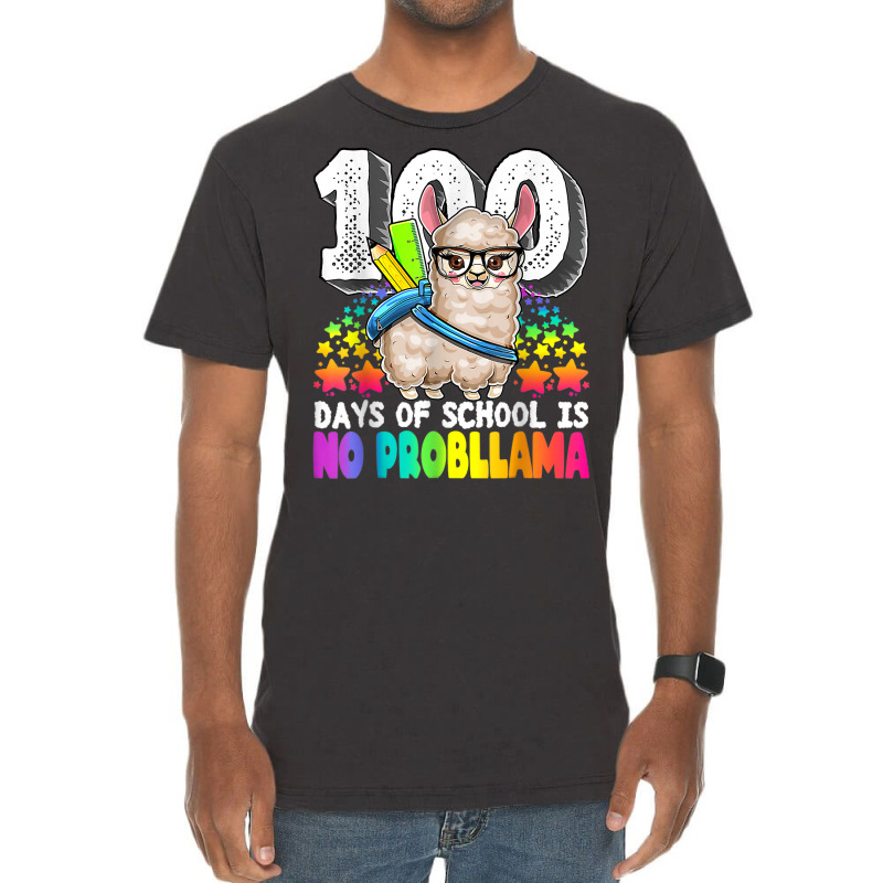 100 Days Of School No Prob Llama Teacher Or Student Gifts T Shirt Vintage T-shirt | Artistshot