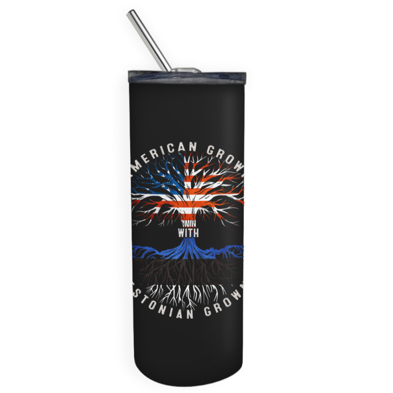 American Grown With Estonian Roots Estonia Flag Usa Flag Skinny Tumbler | Artistshot