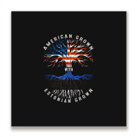 American Grown With Estonian Roots Estonia Flag Usa Flag Metal Print Square | Artistshot