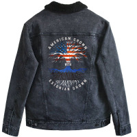 American Grown With Estonian Roots Estonia Flag Usa Flag Unisex Sherpa-lined Denim Jacket | Artistshot