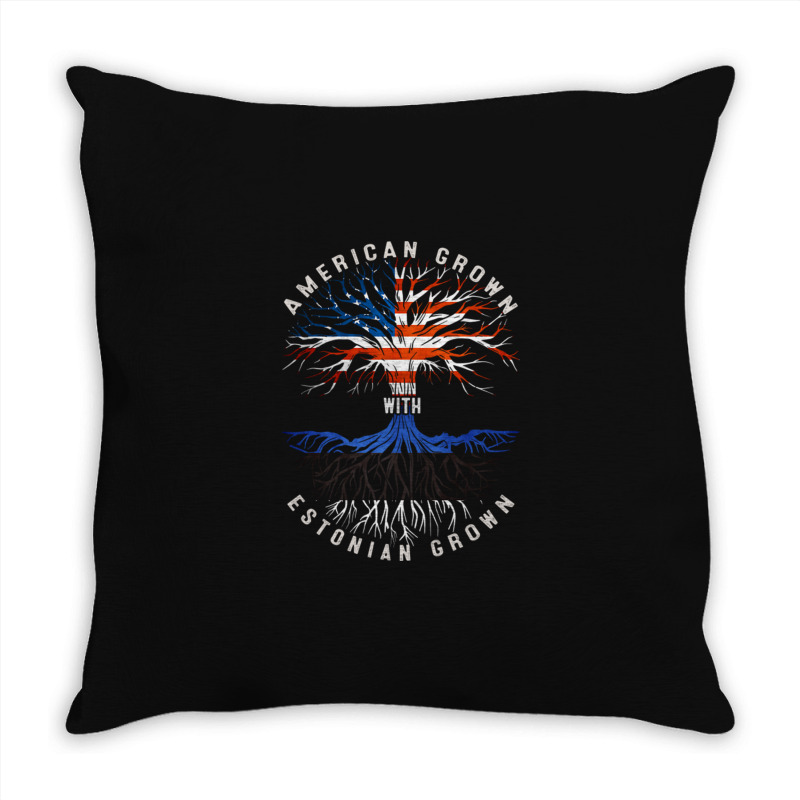 American Grown With Estonian Roots Estonia Flag Usa Flag Throw Pillow | Artistshot