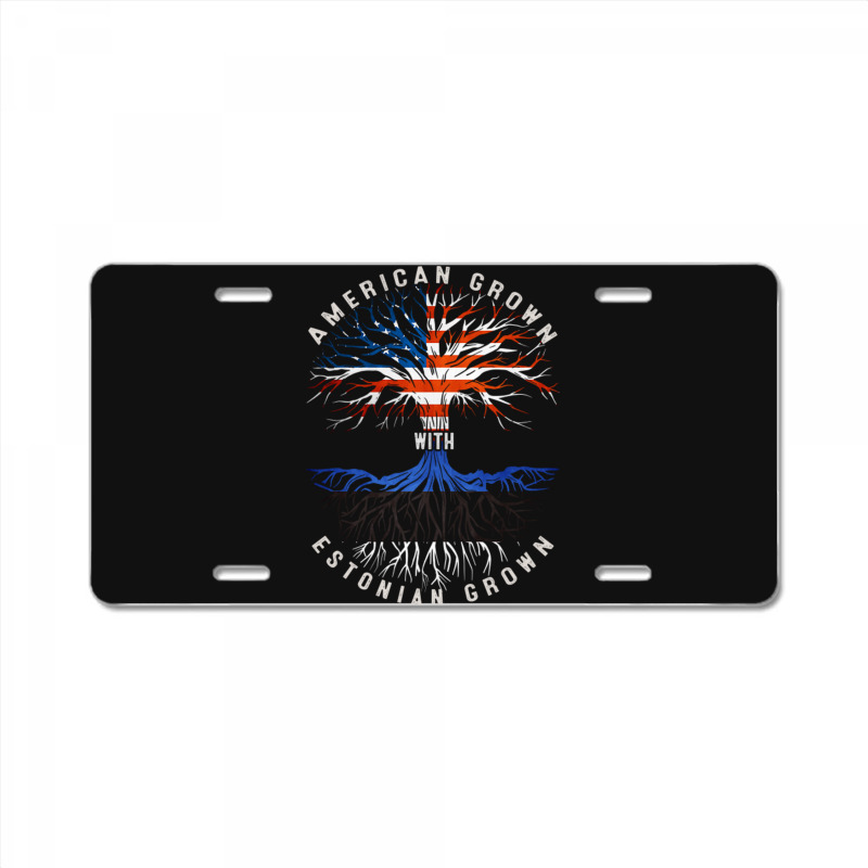 American Grown With Estonian Roots Estonia Flag Usa Flag License Plate | Artistshot